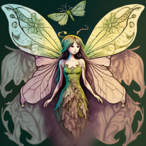 AI generated green moth fairy