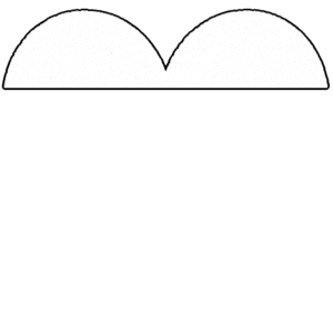 white top of heart "mound" shape with black cartoon style line